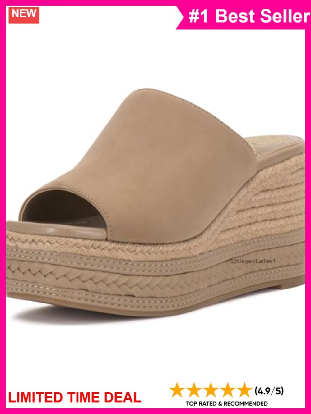 Suede Espadrille Wedge Platform Sandals Slip On Open Toe